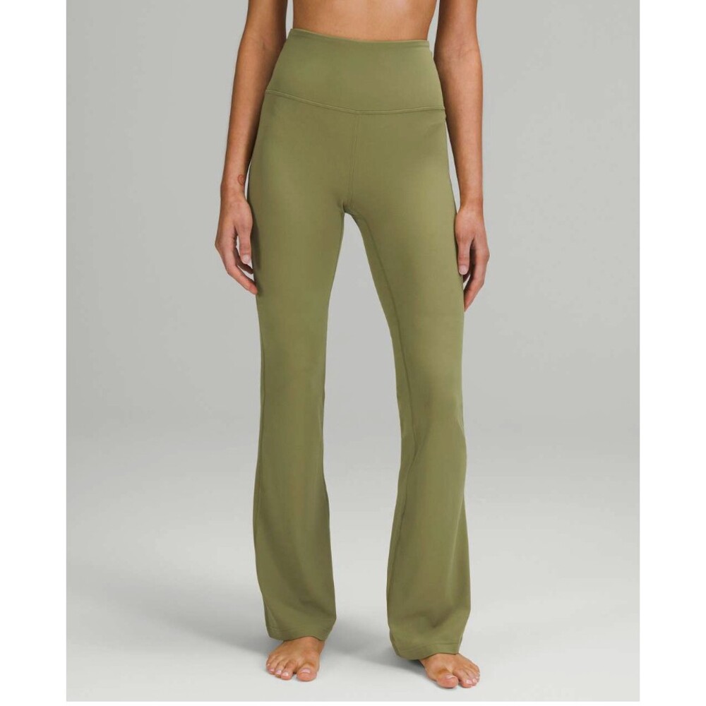 Lululemon Groove Super-High-Rise Flared Pant Nulu Bronze Green Size 2